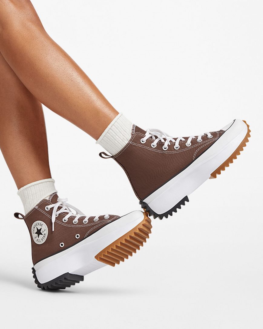 Topanky Na Platforme Converse Run Star Hike Vysoke Damske Hnede Čierne Biele | SK 5ICUR7